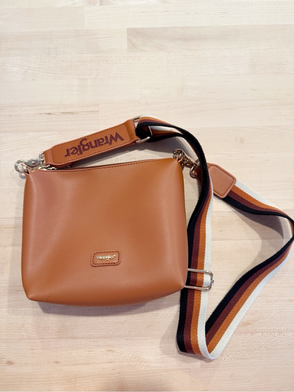 Wrangler Brown Crossbody Purse Canvas Strap